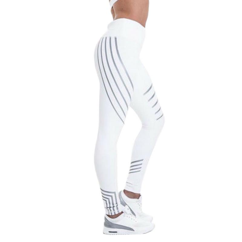 Buy Fashion Woman Sexy Sports Leggings Irregular Black And White