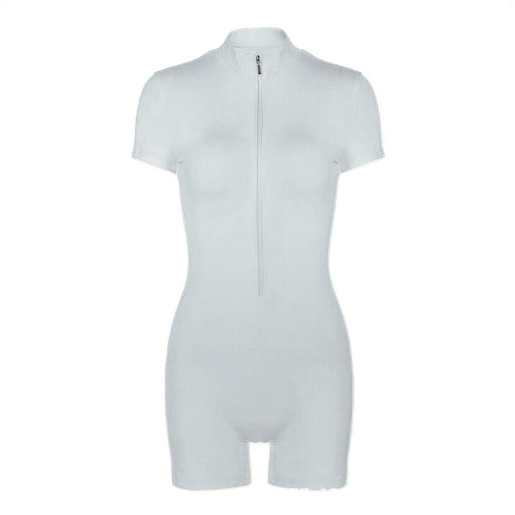 Women's Cross-Border Quick-Dry Half-Zip Short Sleeve Bodysuit for Yoga, Dance, and Running