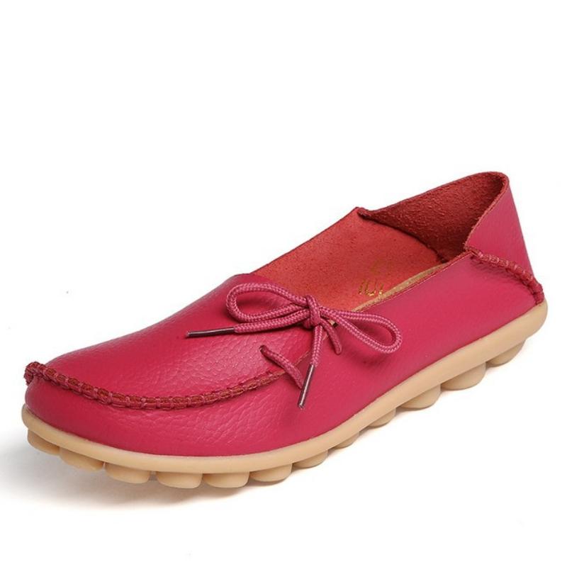 Casual Women's Single Shoes, Mother Shoes, Flat-bottomed Peas Shoes, Nurse Shoes, Lace-up Tendon Low-top Shoes