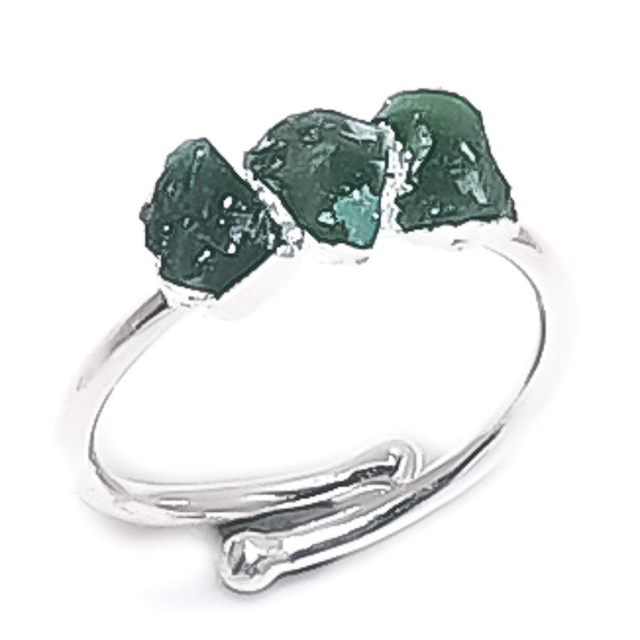 

Зеленый Авантюрин Драгоценный камень 925 Стерлинговое серебро Ювелирное кольцо Размер регулируемый