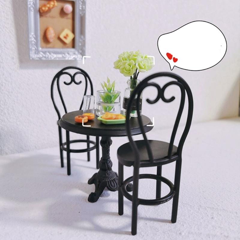 Nordic Style Metal Kids Pretend Play Kitchen Set Miniature Dining Table Chair Playset For Imaginative Creative Development