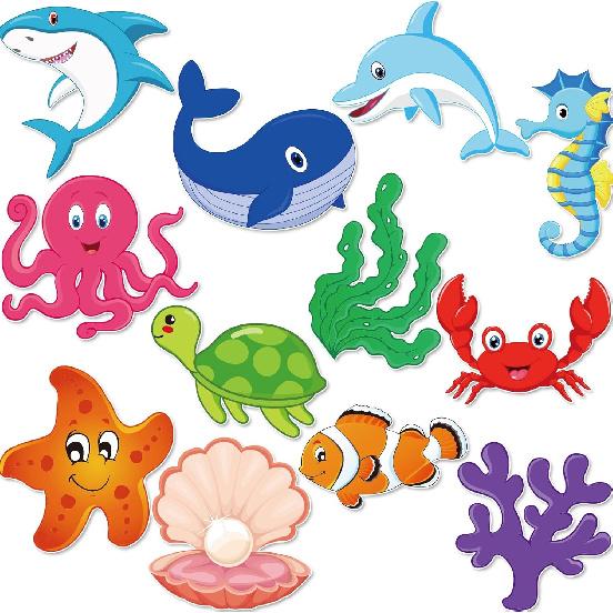 48 шт. Вырезки Рыбы Бумажные Цветные Декорация для Класса Океан Морские Животные Вырезки Акценты Рыбьи Акценты Вырезки с Клейкими Точками для Доски Объявлений