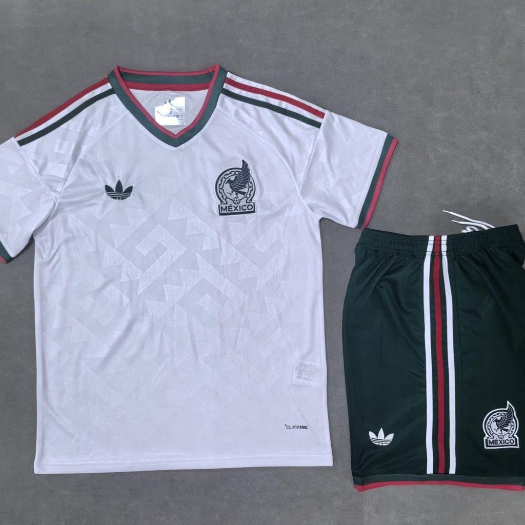 Mexico 2026 World Cup Soccer Jersey Home & Away Set – Retro 1998 Green & White Gray Geometric