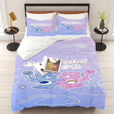 MINISO-Care Bears Cartone Animato Copripiumino Orso Arcobaleno Stampato Bambini Set 3 Pezzi Piumone Biancheria da Letto King Queen Size