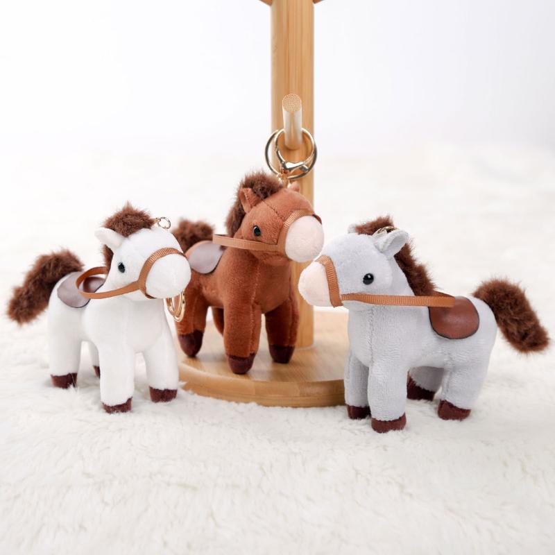 Niedliches Reins Pferd Mini Anhänger Schlüsselanhänger Plüschtier Kawaii Lebensechtes Tier Simulation Stoffpuppe Taschenanhänger Freund Kind Geschenk