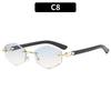 European and American fashion new frameless sunglasses personalized trimming high-end spicy sunglasses personalized versatile street shot glasses