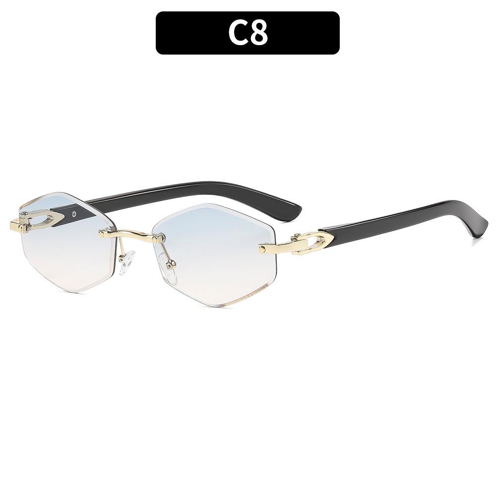 European and American fashion new frameless sunglasses personalized trimming high-end spicy sunglasses personalized versatile street shot glasses