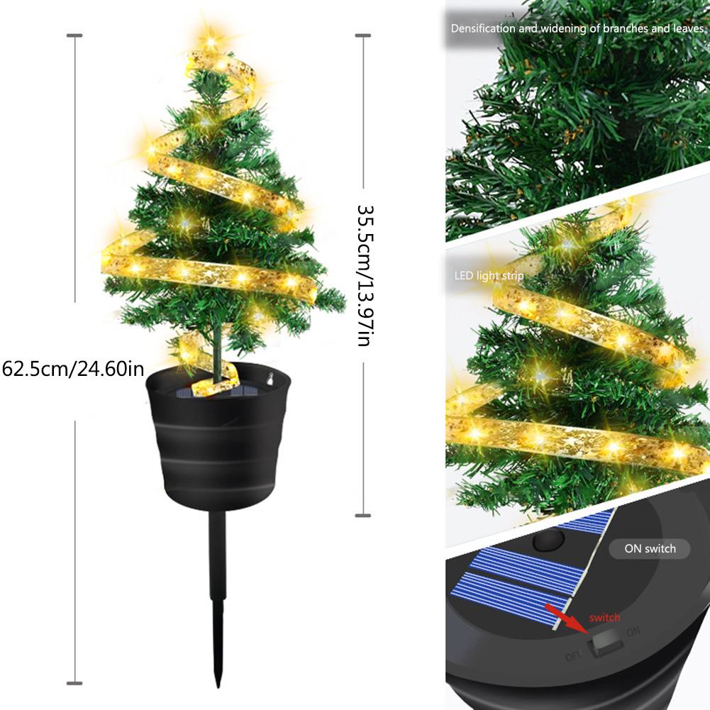Christmas Tree Solar Decorative Light Waterproof Spiral String Holiday Decoration Lamp Light Last Up To 10H for Garden Lawn Park