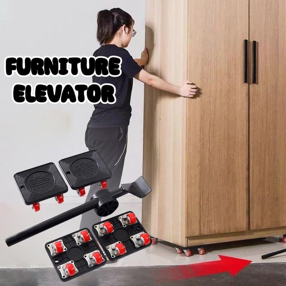 5 Peças Rodas 360° Movimentador Fácil de Móveis Haste Reta/Curva Conjunto de Ferramentas de Movimentação Movimentação de Sofá