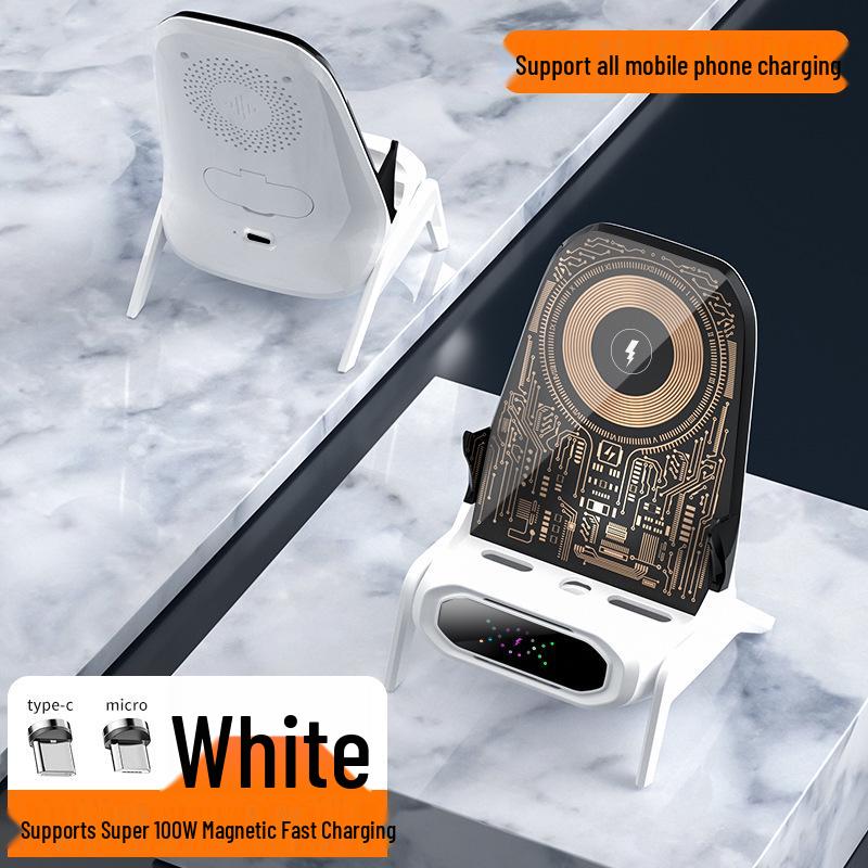Fast Charging Transparent Wireless Speaker & Phone Holder with Magnetic Suction
