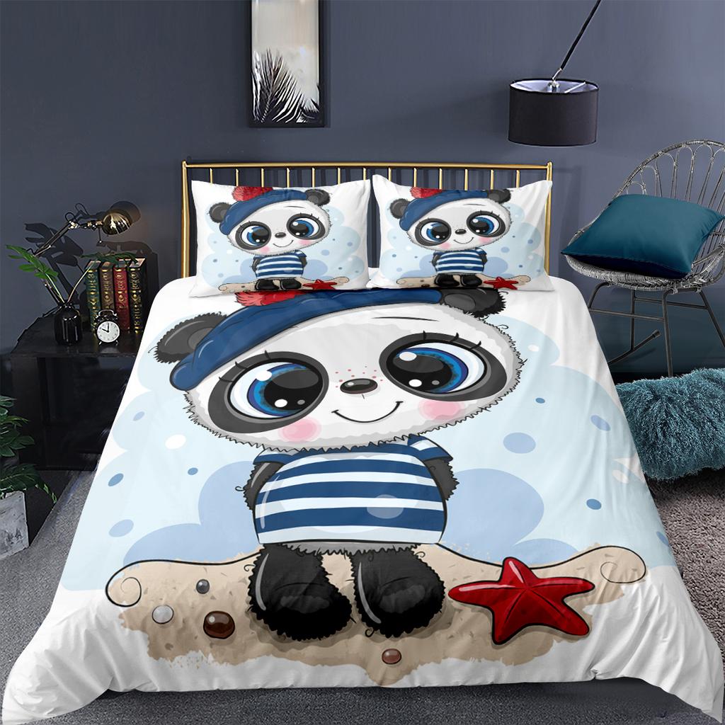Cartoon Panda Bedding Set 3D Beautiful Animals Duvet Cover Home Textile Soft Bedding Set Single Queen King Size for Kin