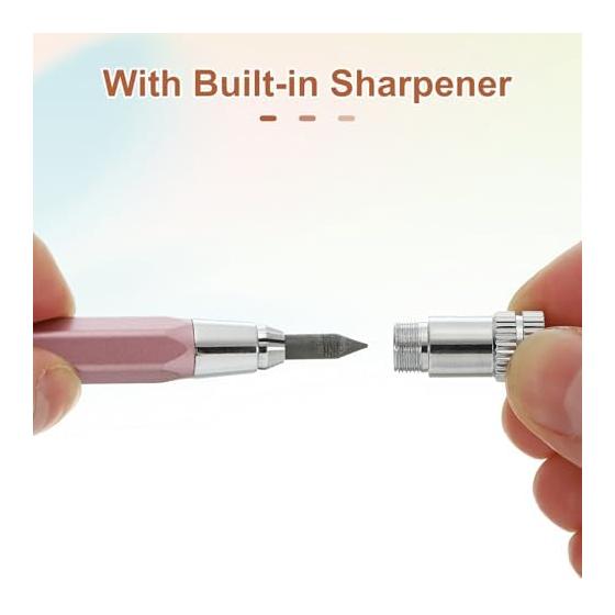 PATIKIL 2pcs Mechanical Pencil 4.0mm Lead Holder Automatic Metal Holder with Sharpener for Graphite Drawing Art Sketch Woodworking Blue