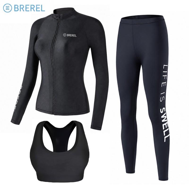Womens Long Sleeve UPF 50 Rash Guard Swimsuit With Chest Pad Snorkeling Surfing Jellyfish Protection