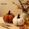 Plush Pumpkin Decor Mini Artificial Decoration, Fall 3D Stuffed Decorative Fabric Pumpkins Ornament for Autumn Halloween Thanksgiving Decoration Teddy