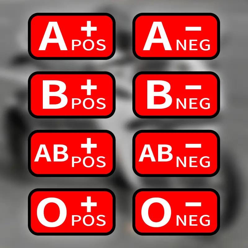 Waterproof Blood Type Vinyl Sticker, Red A/B/AB/O POS NEG Graphic Decal, Universal DIY Decoration for Auto Motorcycle Helmet