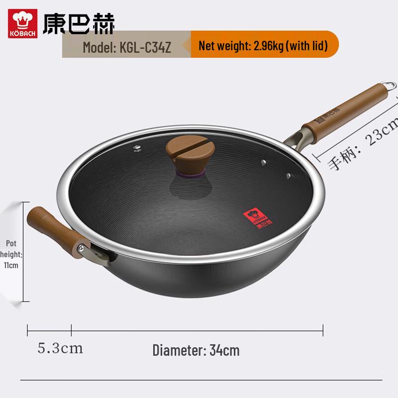 Kambach Old Blacksmith 34cm Cast Iron Flat-Bottom Wok