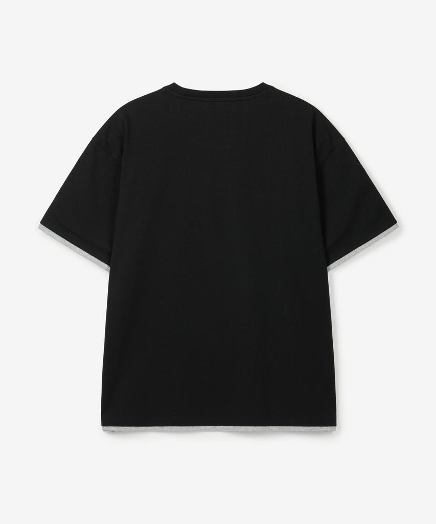 Tienjiti Layered Roll-Up Cropped T-Shirt (Black) Tnts6E217Bk