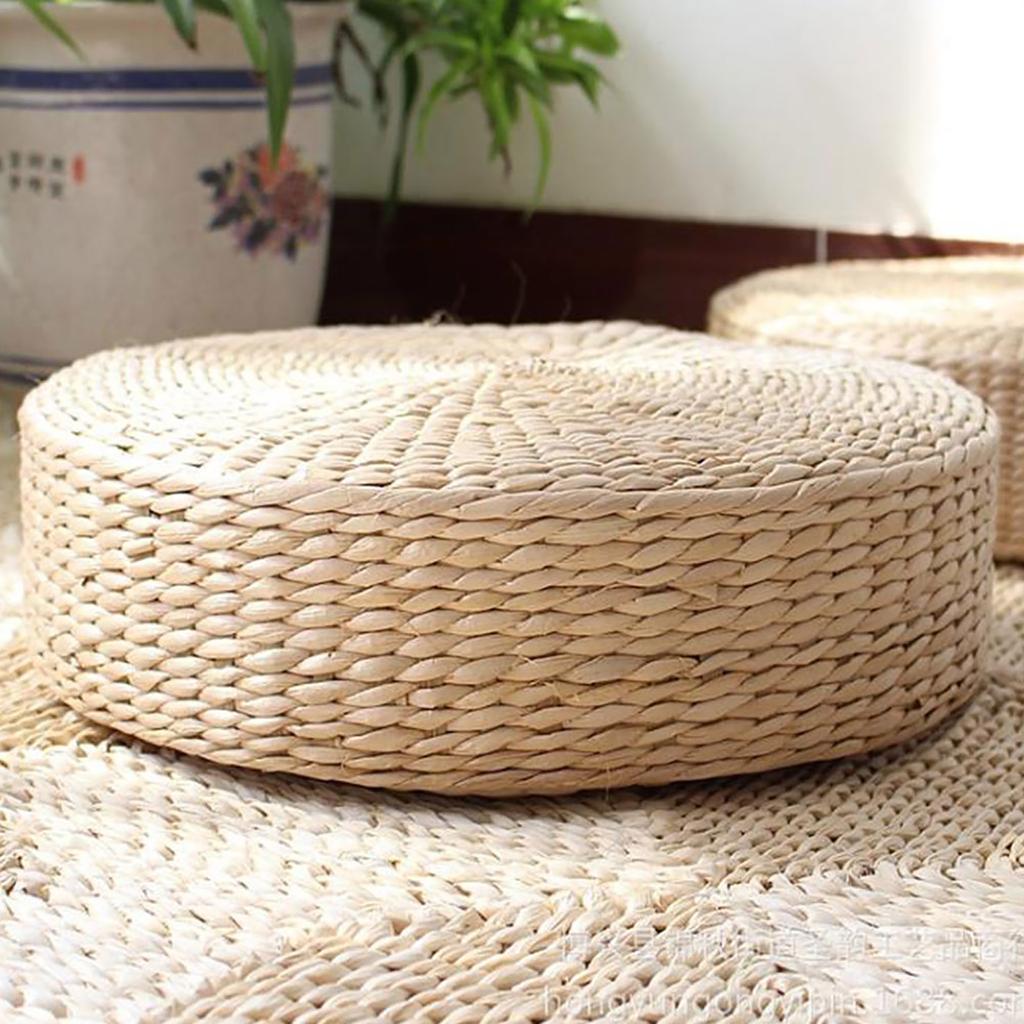 Hand Made Plaited Futon Mat Bulrush Mat Floor Mat Round Japanese Solid Color Bay Window Mat