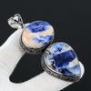 Sodalite Gemstone Handmade 925 Sterling Silver Jewelry Pendant Double Stone Antique Pendant Natural Sodalite Gemstone Pendant For Gifts