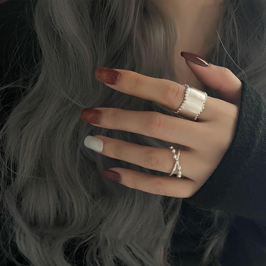 925 Sterling Silver Rings For Women Geometric Fine Jewelry Finger Adjustable Vintage Wide Smooth Ring For Party Birthday Gift