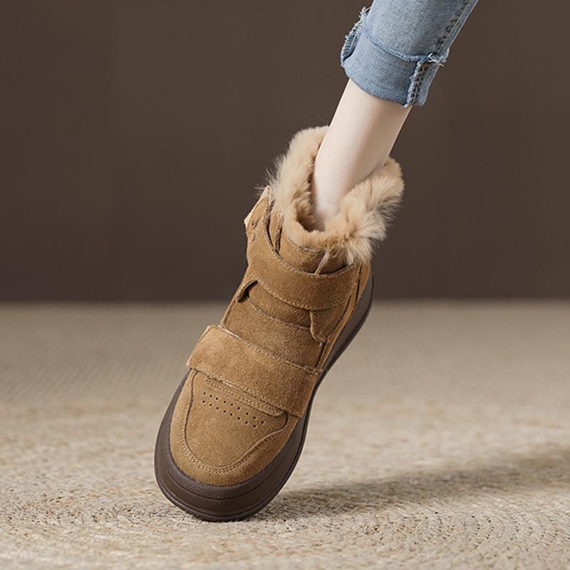 Замшевые зимние сапоги средней длины на платформе, ботинки Мартина, женские зимние бархатные хлопковые ботинки 2025, новые матовые короткие ботинки 35