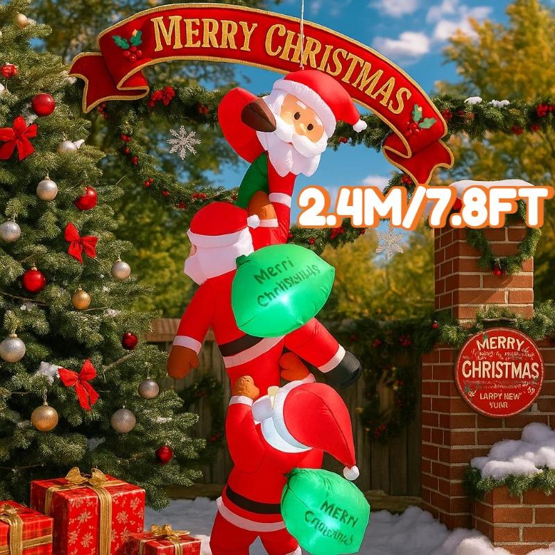 7.8FT/2.4M Inflatable Hanging Santa Claus, Funny Climbing Santa with LED Lights, Christmas Outdoor Yard Garden Holiday Decor