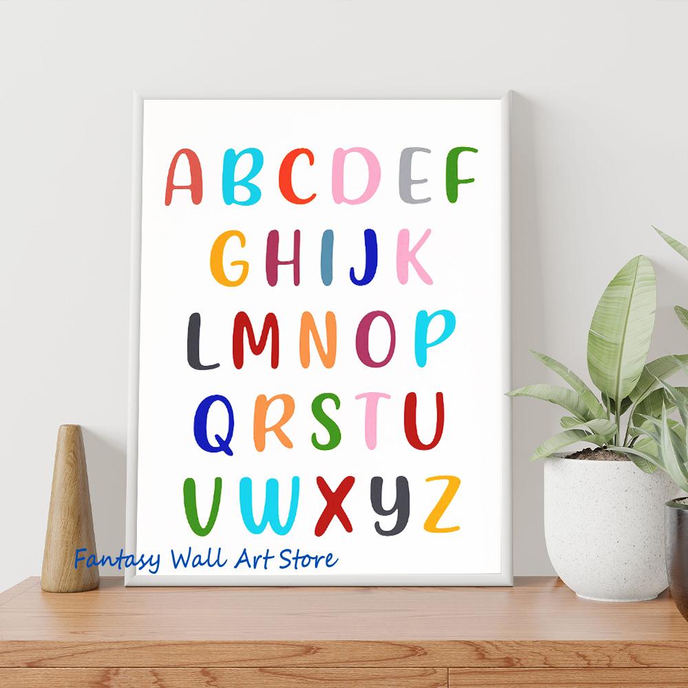 Alphabet Shapes Numbers Days Months Educational Minimalist Classroom Poster Canvas Painting Wall Pictures Home Kids Room Decor