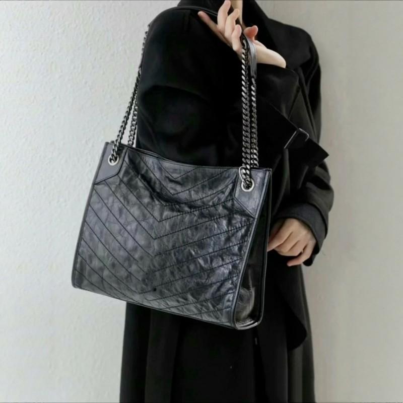 Commuter Office Bag Top Layer Cowhide Women s Oil Wax Leather Chain Tote Single Shoulder