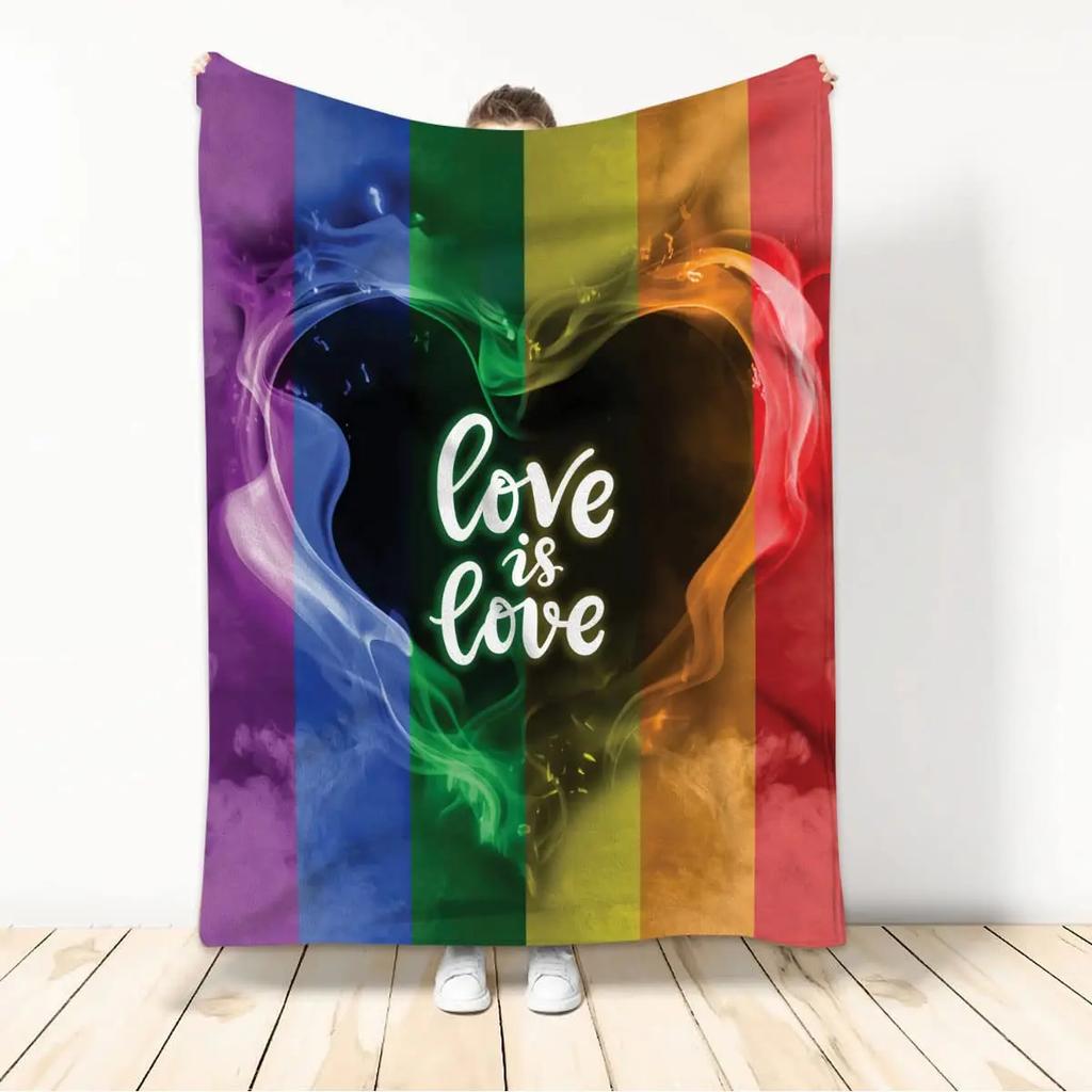 Kuscheldecken LGBT Gay Pride Lesbisch Regenbogen Flanelldecke für Couch Sofa Decken Große Bettwäsche Geschenke für Weihnachten Neujahr