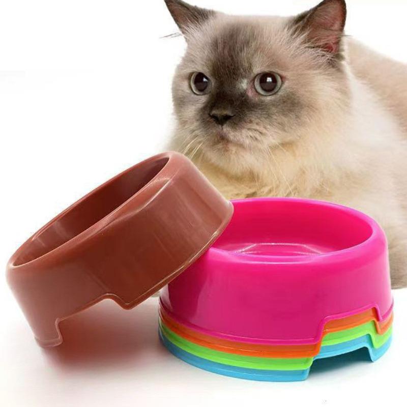 Bol Rond en Plastique pour Animaux de Compagnie Couleurs Bonbon Antidérapant Chien Chat Aliment Eau Abreuvoir Anti-Renversement Accessoires pour Animaux MIT