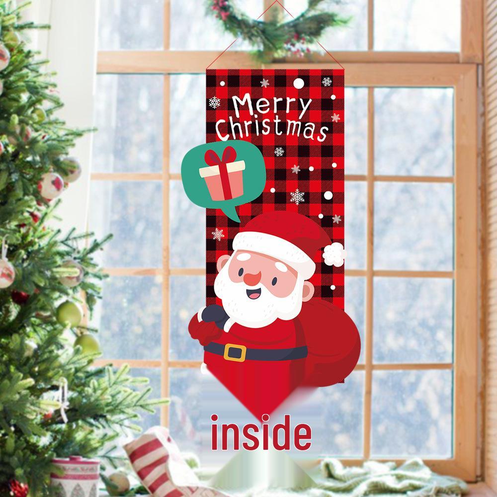 Striscione Appeso Decorazione Murale con Bambola Cartone Animato di Natale e Gambe Lunghe
