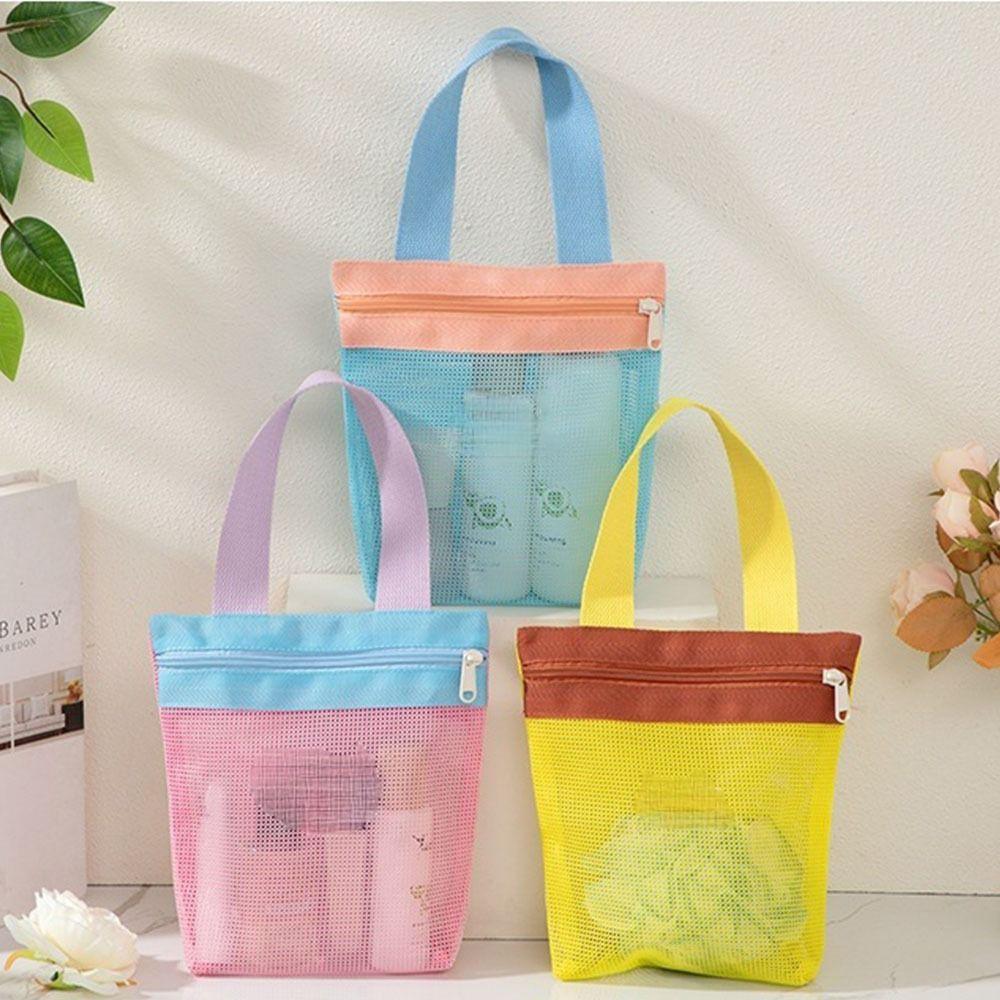 New Dopamine Mesh Toiletry Bag Transparent Portable Cosmetic Bags Large Capacity Underwear Storage Bag Travel