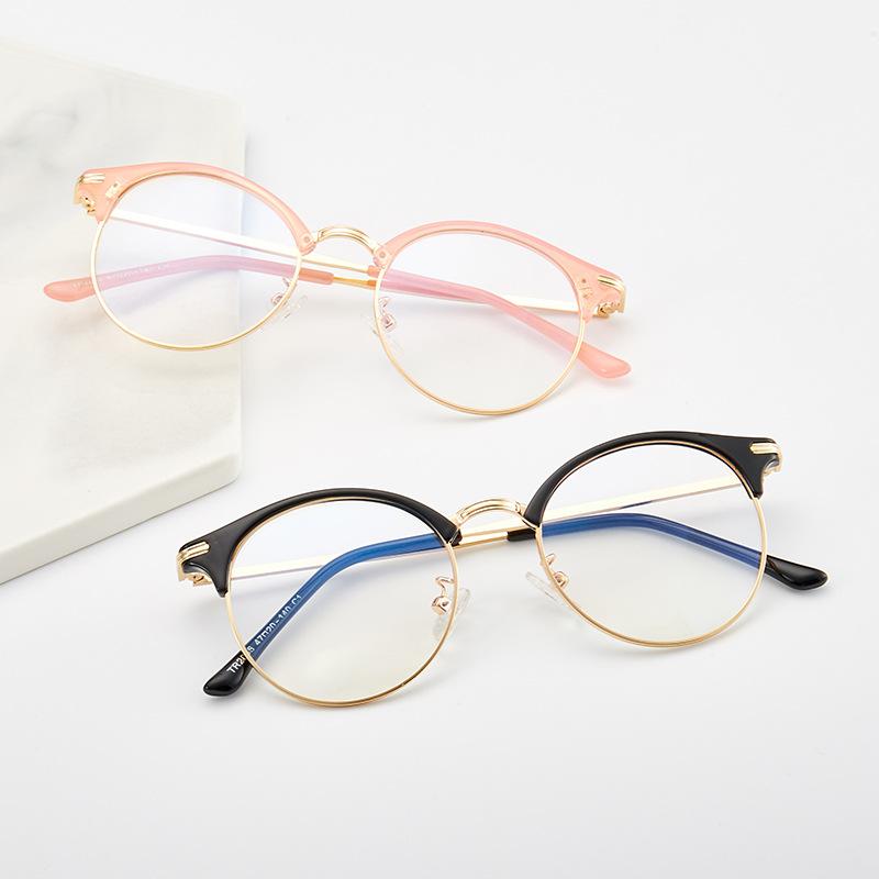 Tr2036 Tr90 Metal Flat Glasses Women, Harajuku Myopia Glasses Frame, Trendy Men'S Literary Glasses Frame