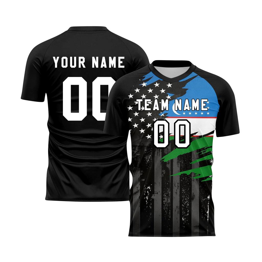 DIY Short Sleeve Sports Jersey Top with Printed Flag Pattern for Men and Women Athletic Crew Neck T Shirt for Custom Teamwear