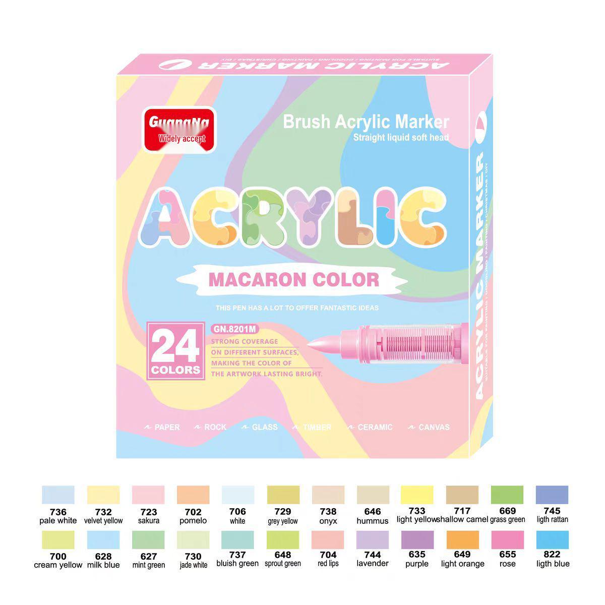 Acrylic Marker Pen, Soft Tip, Macaron Skin Tone Series, Opaque & Stackable for Art Drawing