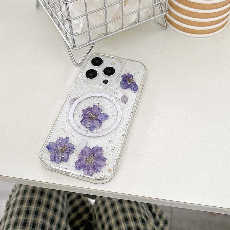 

Для IPhone17Promax Магнітний чохол для телефону для Apple 16Plus Прозорий Блискучий Маленька Свіжа Квітка Жіноча Модель For iPhone 17Promax