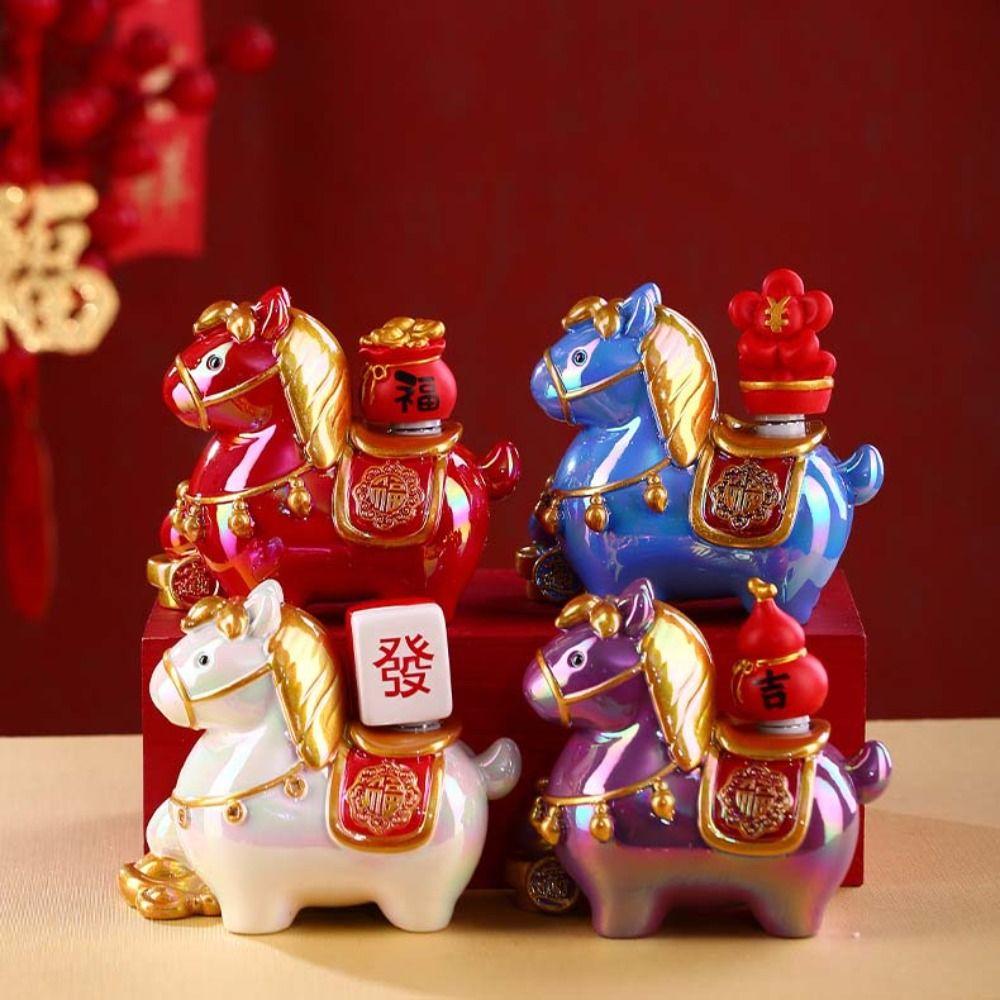 Horse Mascot Cartoon Horse Statue Kawaii Zodiac Horse Figurines Cute Pony Ornament  Home Decoration