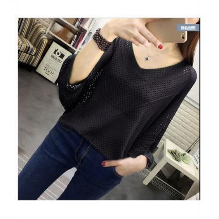 Women's Hollowed Out Mesh Cover Ice Silk Knitted Sweater V-neck Loose Top Stylish New Summer Outfit