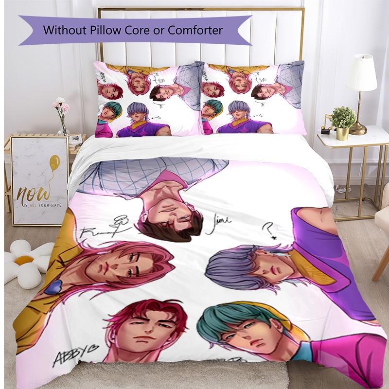 Kpop Demon Hunters Pattern Printed 3PCS Bedding Set, Soft Skin-Friendly Washable Duvet Cover & Pillowcases Set