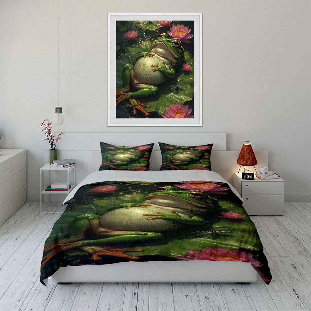 """Frosch und Lotus Bettwäsche-Set" Bettwäsche Bettbezug-Set Bettbezug Kissenbezüge""" (1 * Bettbezug 2 * Kissenbezüge, ohne Bettdecke)