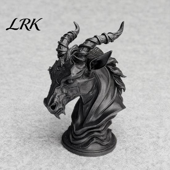 Mysterious Gothic Design Decor Dark Sheep-Headed Ornament, 3D Printed Devil Sculpture, with Small Bookshelf Ornament Detailed Horn Texture Desktop