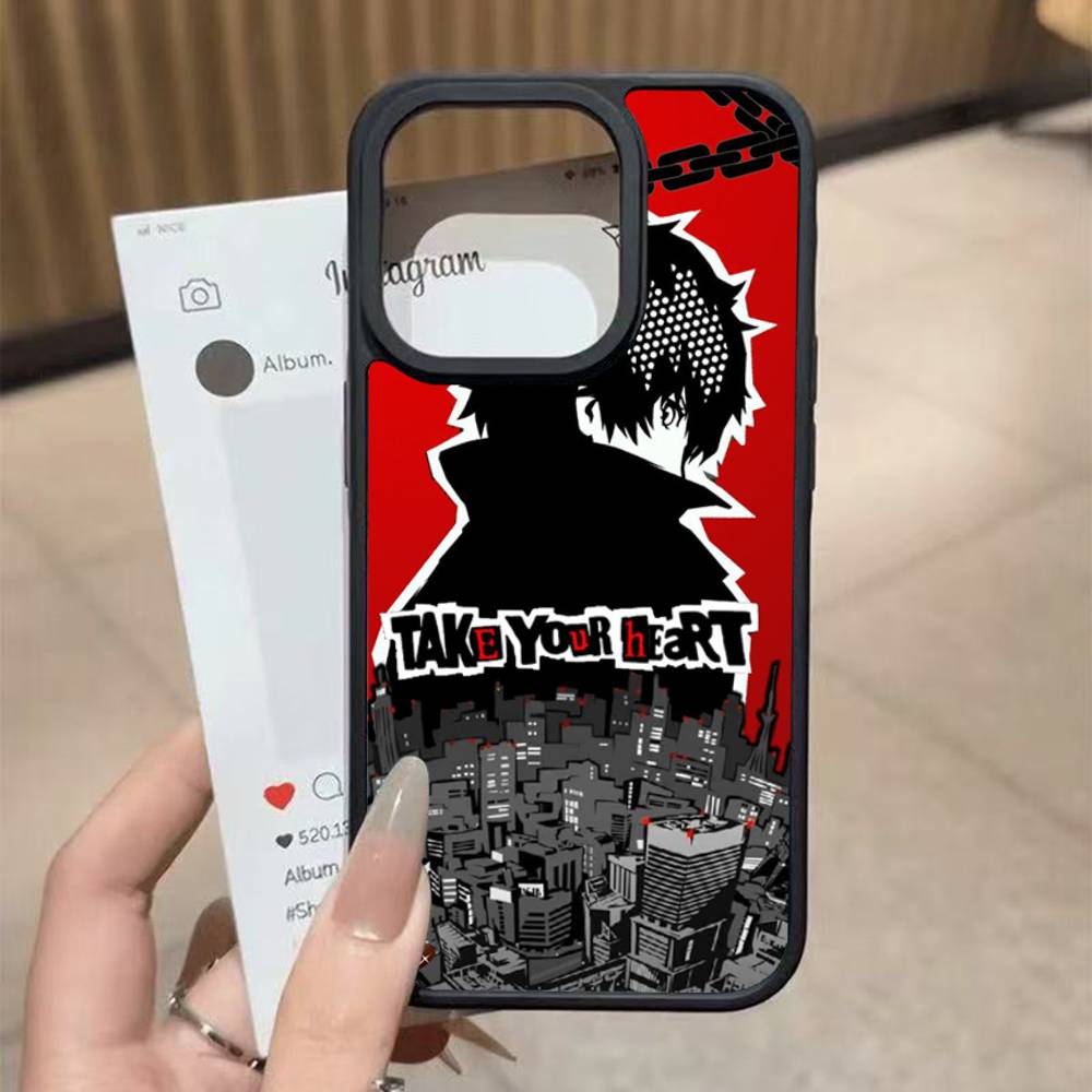 Game P-Persona 5 Cool Black Silicone Hard Plastic Phone Case For Iphone 17 Air 16 15 14 13 12 11 Pro Max PC TPU