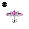 F136 Titan Marquise Blume Piercing Schmuck - Intern Gewindestecker für Ohr, Lippe, Nase, 1,2/1,0mm Dicke