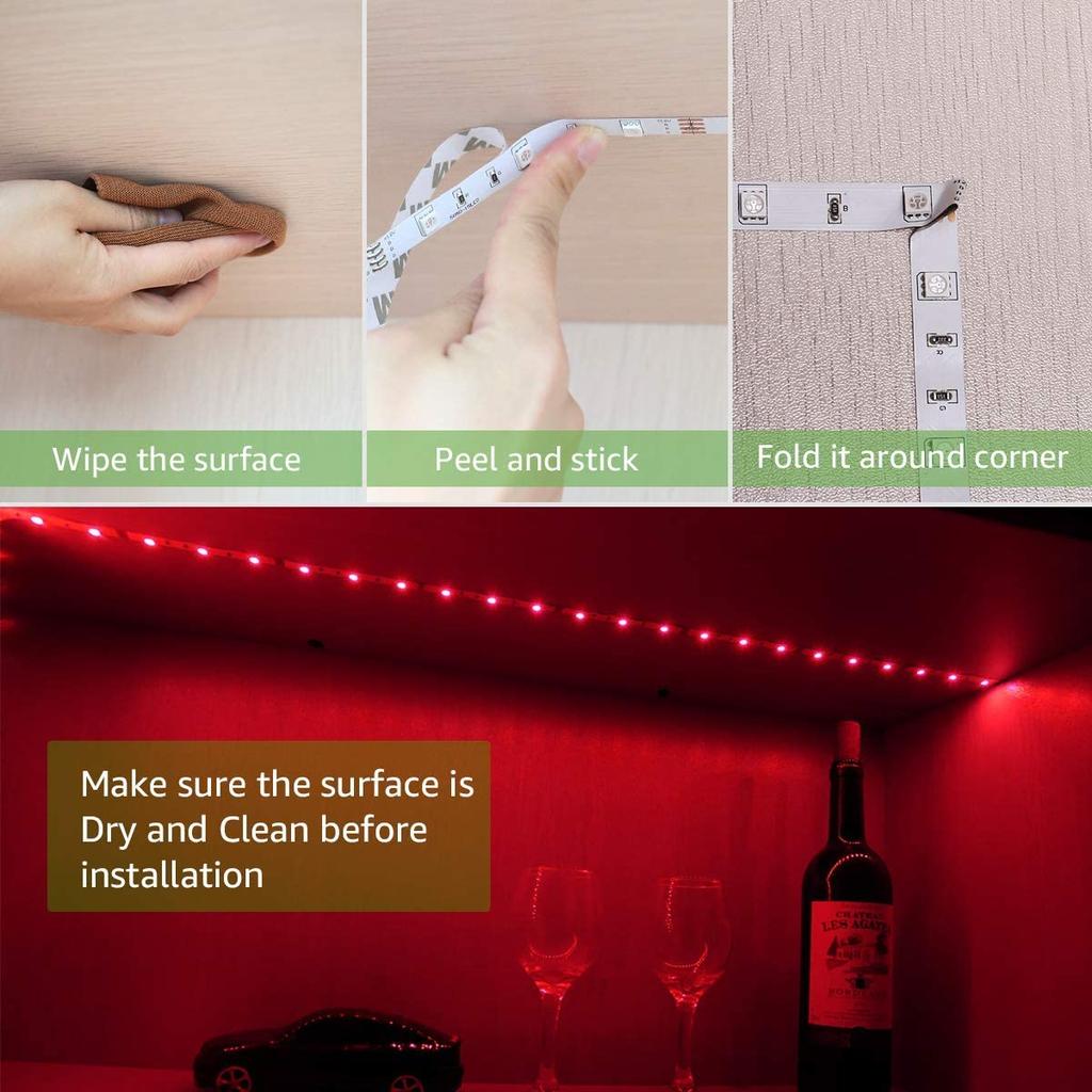 Led Strip Lights 6.56ft for 40-60in TV USB Backlight Kit with Remote 16 Color 5050 Bias HDTV