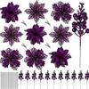 Christmas Handmade Gold & Silver Flower Ornaments with Gold Powder Fruit - Artificial Holiday Decoration Set
