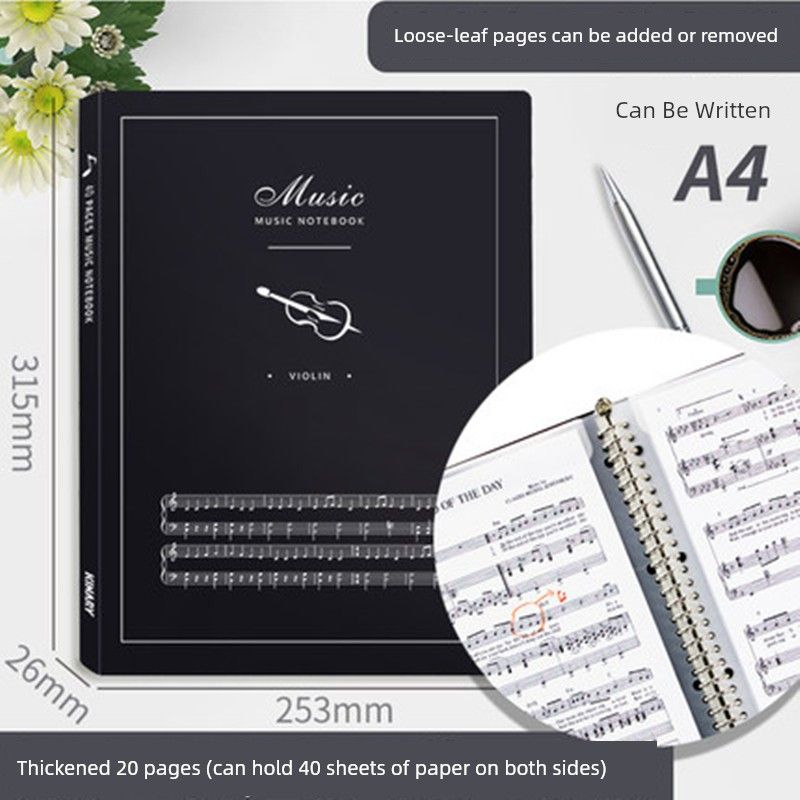 A4A 150.00G Music Score Book Piano Music Score Book Loose-Leaf Document Holder Folder Reading Book Can Be Modified Album Storage