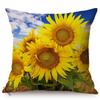 Sunflower Farm Natural Landscape Style Home Decor Sofa Pillow Case Nordic Pastoral Cotton Linen Living Room Chair Cushion Cover