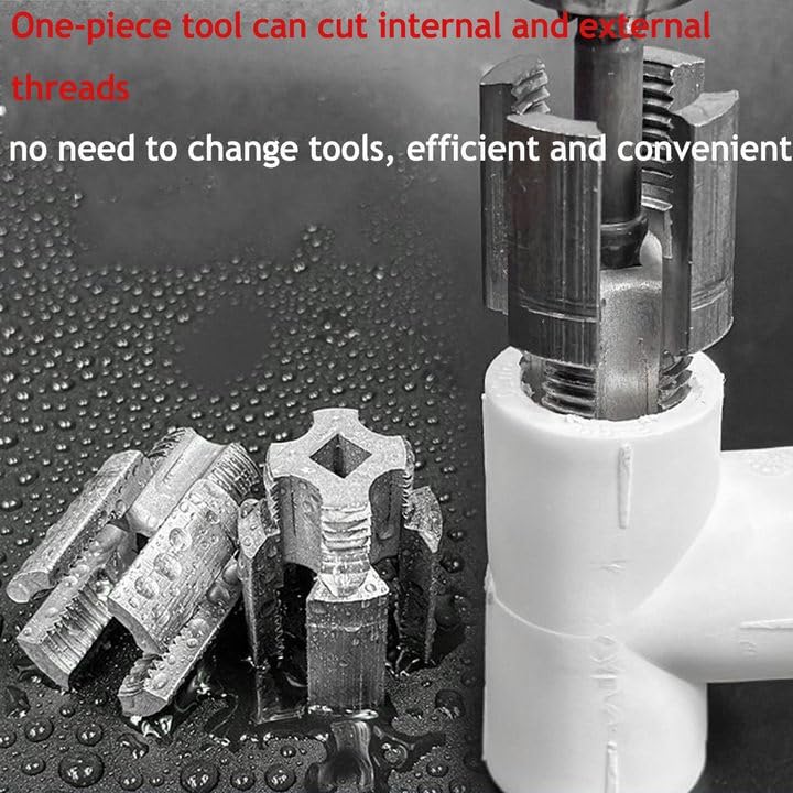 Integrated Internal & External Pipe Threading Tool, 2025 New Pipe Thread Cutting Tool, Pvc Thread Maker Tool for Electric Drill, Pvc Pipe Threading