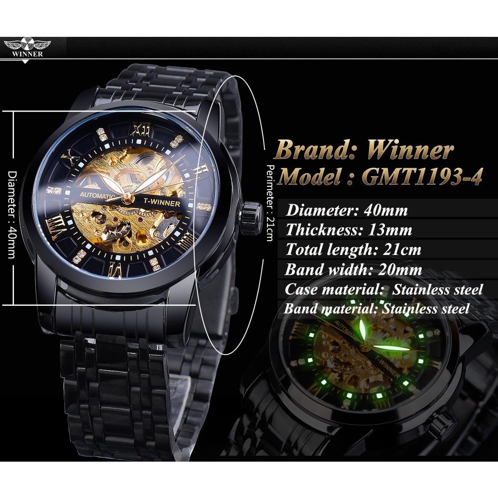 T-Winner Men's Fashion Casual Hollow Mechanical Waterproof Automatic Mechanical Watch