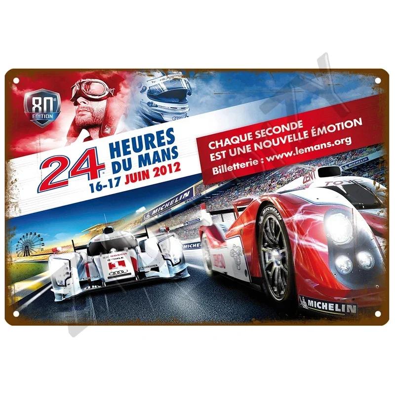 24H Lemans Racing Compettion In 1999 Metal Tin Sign Decor Vintage Wall Plate Poster Classic Tinplate Plaques Garage Bar Decor
